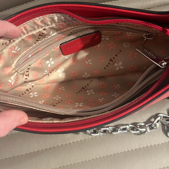 Red small real leather bag Frederic T Paris - Picture 7 of 8